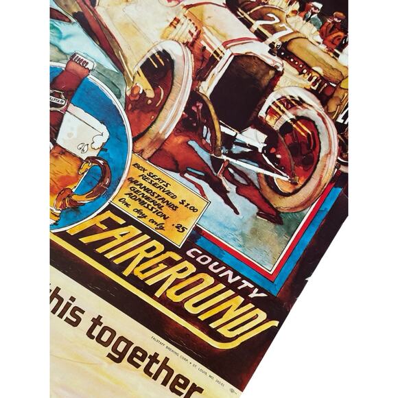 VTG Falstaff Beer Welcome Race Fans Poster St Louis Antique Auto Car READ - Picture 5 of 16